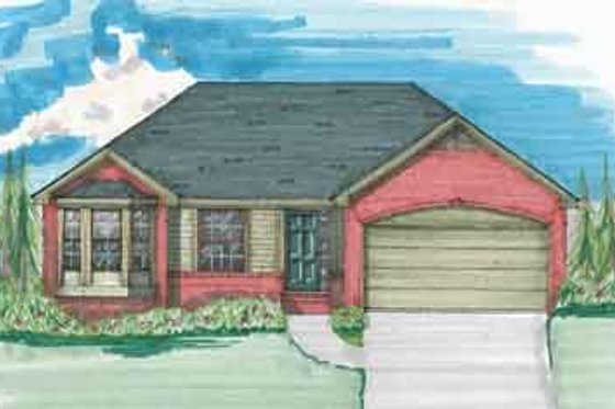 Exterior - Front Elevation for Traditional House Plan #136-109 - 3 bed, 2 bath