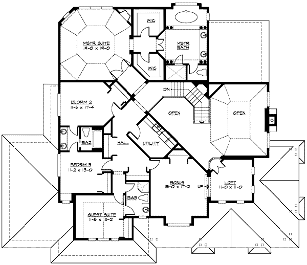 Country Floor Plan - Upper Floor Plan #132-169