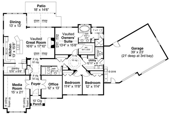 Dream House Plan - Ranch Floor Plan - Main Floor Plan #124-1119