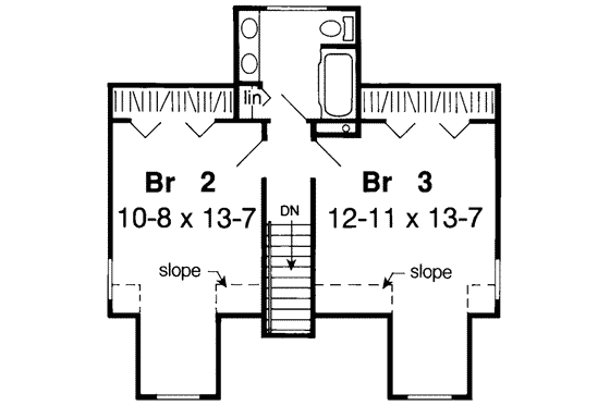 Floor Plan - Upper Floor for Traditional House Plan #312-368 - 3 bed, 2.5 bath