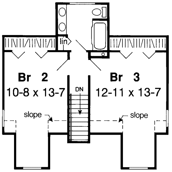 Floor Plan - Upper Floor for Traditional House Plan #312-368 - 3 bed, 2.5 bath
