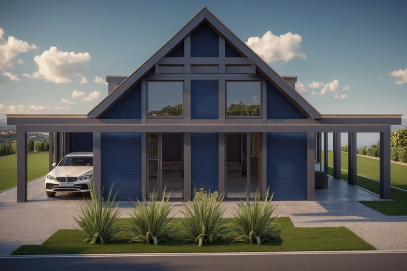House Blueprint - Exterior - Front Elevation 8 for Modern House Plan #542-8 - 2 bed, 1 bath
