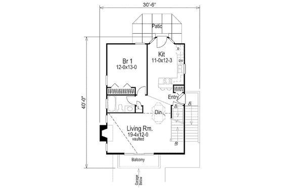 Floor Plan - Main Floor for Traditional House Plan #57-300 - 3 bed, 2 bath