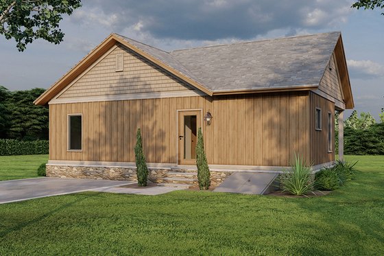 Exterior - Rear Elevation 2 for Cabin House Plan #923-323 - 2 bed, 1.5 bath