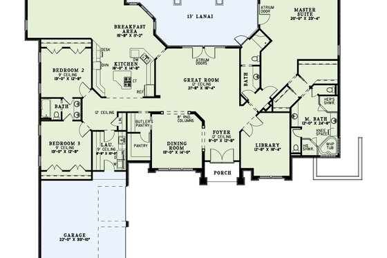 Exterior - Front Elevation 4 House Plan #17-1045 - 3 bed, 3 bath