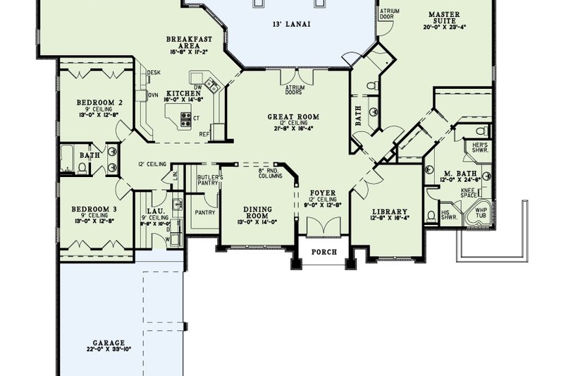 Architectural House Design - Exterior - Front Elevation 4 House Plan #17-1045 - 3 bed, 3 bath