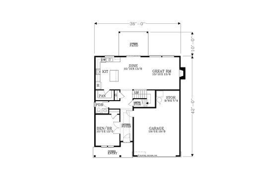 Floor Plan - Main Floor for Craftsman House Plan #53-651 - 6 bed, 2.5 bath