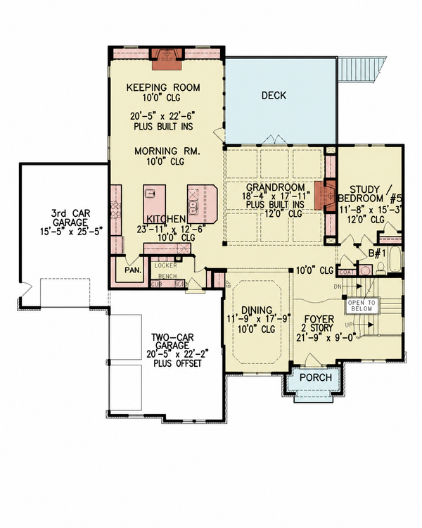 House Plan Design - Floor Plan - Main Floor for Craftsman House Plan #54-726 - 5 bed, 3 bath