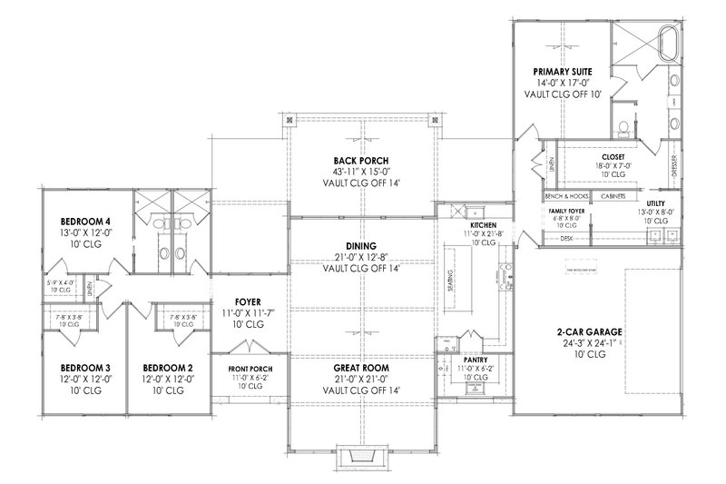 Home Plan - Floor Plan - Main Floor for Modern House Plan #1096-60 - 4 bed, 3 bath