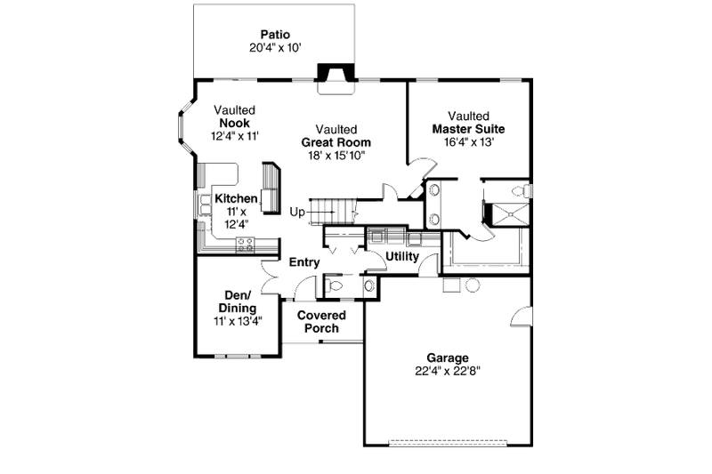 Dream House Plan - Floor Plan - Main Floor for Farmhouse House Plan #124-447 - 3 bed, 2.5 bath