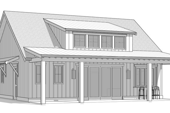 Exterior - Front Elevation 4 for Farmhouse House Plan #1114-105 - 2 bed, 1 bath