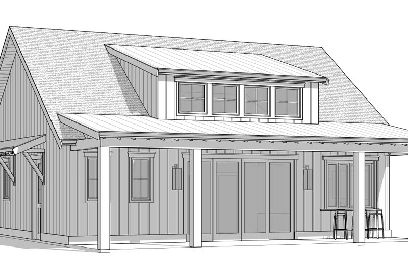 House Blueprint - Exterior - Front Elevation 4 for Farmhouse House Plan #1114-105 - 2 bed, 1 bath
