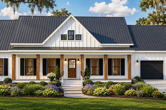 Exterior - Front Elevation 3 for Farmhouse House Plan #44-313 - 3 bed, 2 bath