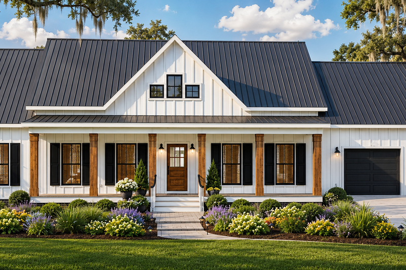 House Blueprint - Exterior - Front Elevation 3 for Farmhouse House Plan #44-313 - 3 bed, 2 bath