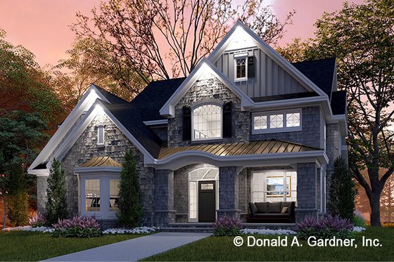Exterior - Front Elevation 3 for Craftsman House Plan #929-832 - 4 bed, 3.5 bath