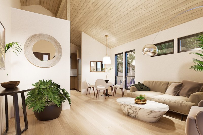 Home Plan - Interior - Family Room for Modern House Plan #1105-10 - 1 bed, 1 bath
