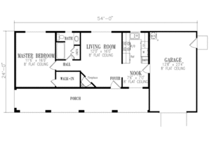 Floor Plan - Main Floor for Ranch House Plan #1-106 - 1 bed, 1 bath