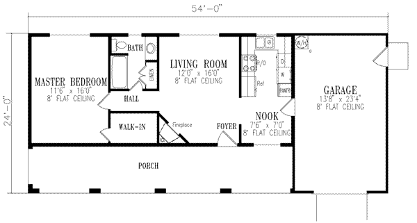 Architectural House Design - Ranch Floor Plan - Main Floor Plan #1-106