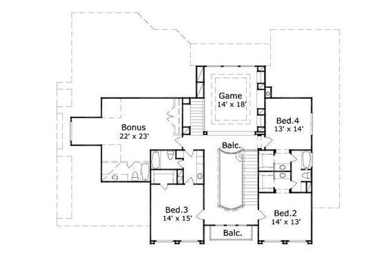 Floor Plan - Upper Floor for European House Plan #411-788 - 4 bed, 3.5 bath