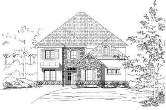 Exterior - Front Elevation for European House Plan #411-577 - 4 bed, 4.5 bath
