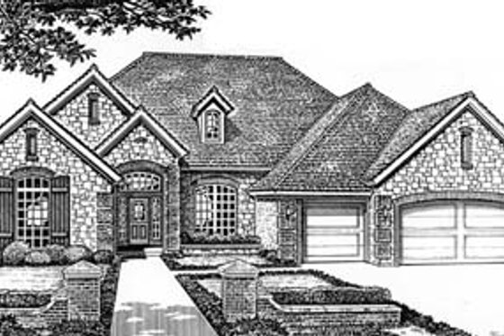 Exterior - Front Elevation for European House Plan #310-546 - 4 bed, 3 bath