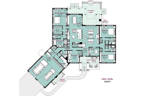 Floor Plan - Main Floor for Craftsman House Plan #917-41 - 4 bed, 5 bath