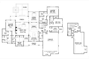 Floor Plan - Main Floor for Farmhouse House Plan #929-1190 - 4 bed, 4 bath