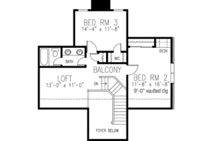 Floor Plan - Upper Floor for European House Plan #410-373 - 3 bed, 2.5 bath