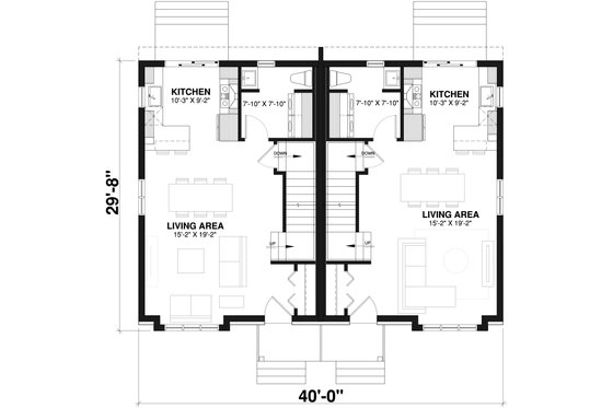 Floor Plan - Main Floor for Colonial House Plan #23-2149 - 3 bed, 1.5 bath