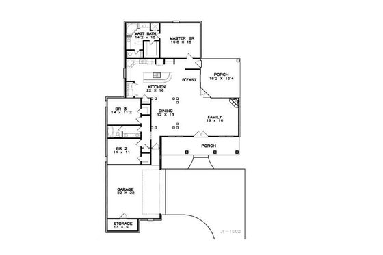 Floor Plan - Main Floor for Traditional House Plan #8-117 - 3 bed, 2 bath