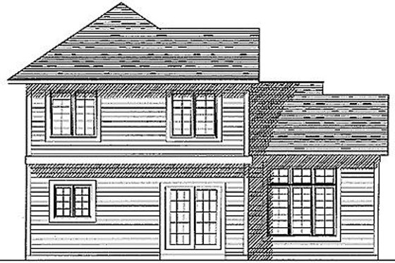 Exterior - Rear Elevation for Traditional House Plan #70-146 - 3 bed, 2.5 bath