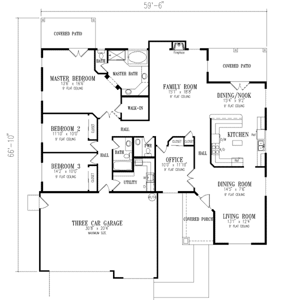 Adobe / Southwestern Floor Plan - Main Floor Plan #1-539