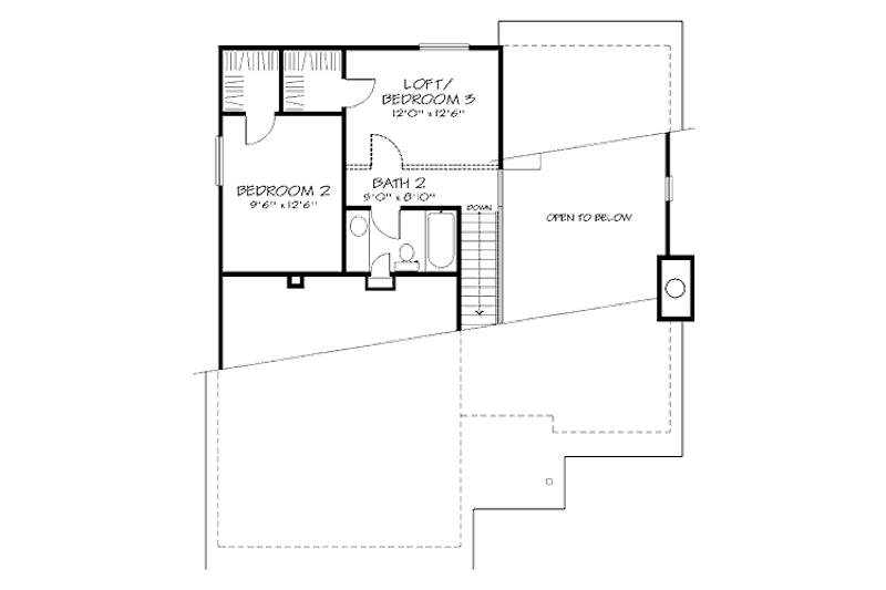 Home Plan - Floor Plan - Upper Floor for Country House Plan #320-427 - 2 bed, 2 bath