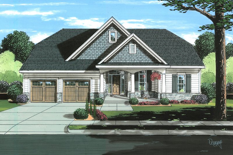 House Blueprint - Craftsman Exterior - Front Elevation Plan #46-910