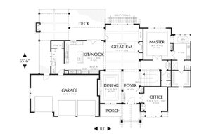 Floor Plan - Main Floor for Craftsman House Plan #48-543 - 3 bed, 2.5 bath