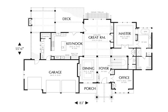 Floor Plan - Main Floor for Craftsman House Plan #48-543 - 3 bed, 2.5 bath