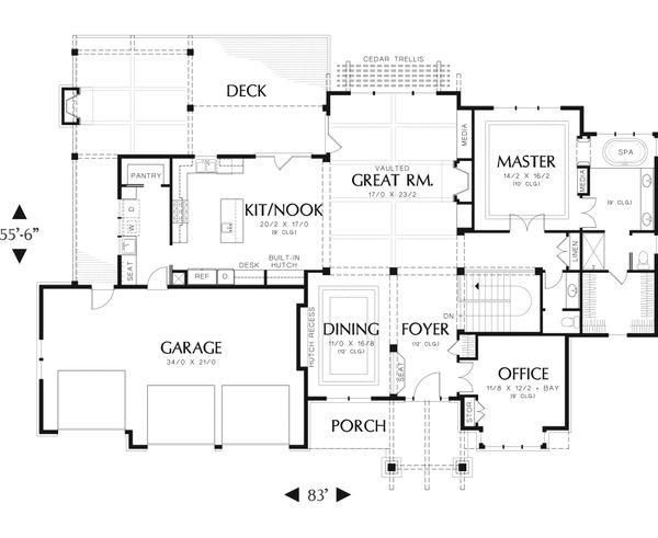 House Plan Design - Craftsman Floor Plan - Main Floor Plan #48-543