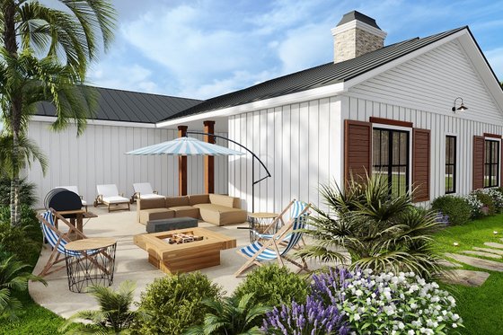 Exterior - Rear Elevation for Ranch House Plan #54-564 - 3 bed, 2 bath