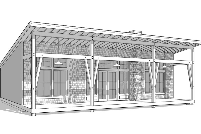 Home Plan - Exterior - Front Elevation 3 for Cabin House Plan #1114-6 - 3 bed, 2 bath