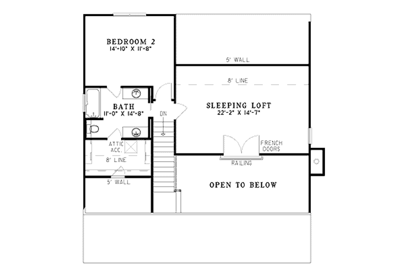 Dream House Plan - Floor Plan - Upper Floor for Country House Plan #17-566 - 2 bed, 2 bath