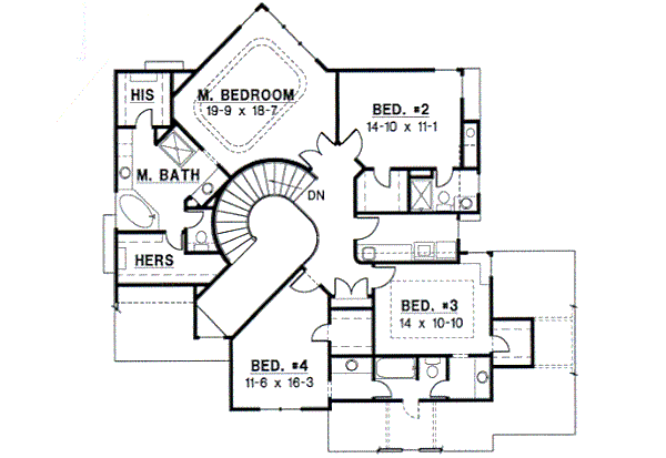 European Floor Plan - Upper Floor Plan #67-549