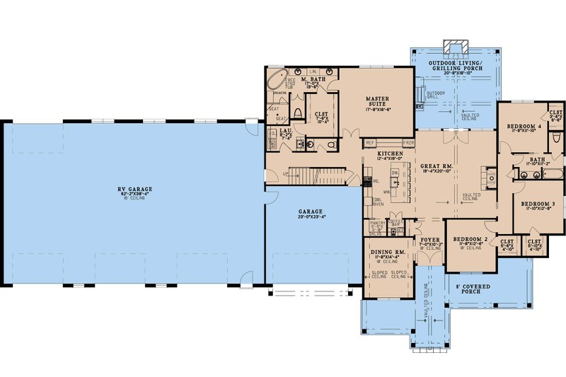 Architectural House Design - Floor Plan - Main Floor for Barndominium House Plan #923-456 - 4 bed, 2.5 bath