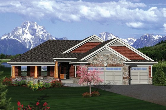 Exterior - Front Elevation for Craftsman House Plan #70-1087 - 3 bed, 2.5 bath