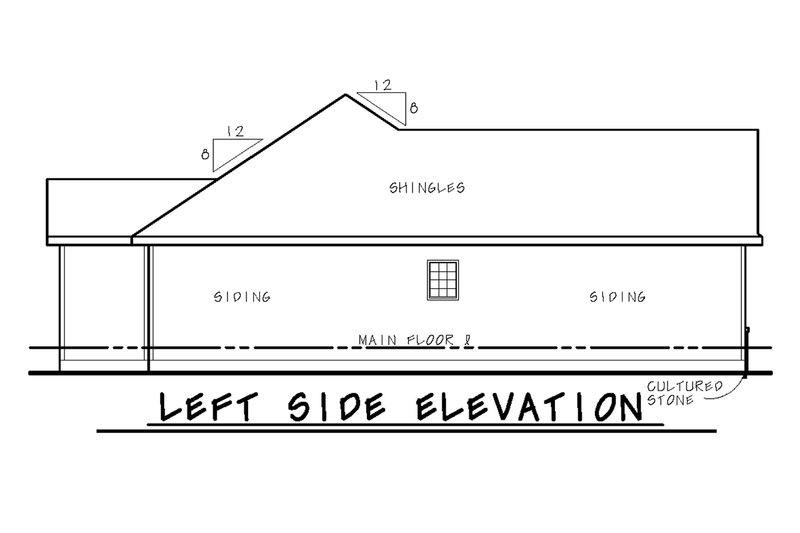 House Blueprint - Exterior - Other Elevation for Bungalow House Plan #20-1342 - 3 bed, 2 bath