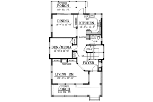 Floor Plan - Main Floor for Cottage House Plan #100-402 - 3 bed, 2.5 bath