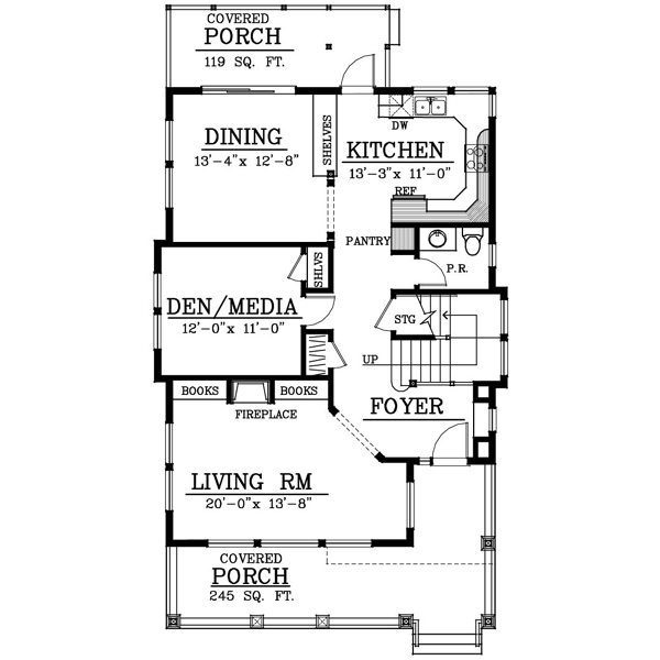 Cottage Floor Plan - Main Floor Plan #100-402