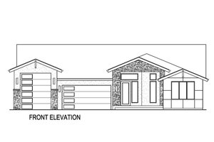 Exterior - Front Elevation 3 for Ranch House Plan #569-65 - 3 bed, 2.5 bath