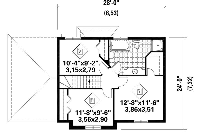 Home Plan - Floor Plan - Upper Floor for Traditional House Plan #25-4788 - 3 bed, 1 bath