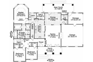 Floor Plan - Main Floor for Southern House Plan #406-143 - 3 bed, 2.5 bath