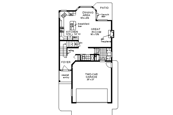 Floor Plan - Main Floor for Traditional House Plan #18-282 - 3 bed, 2.5 bath